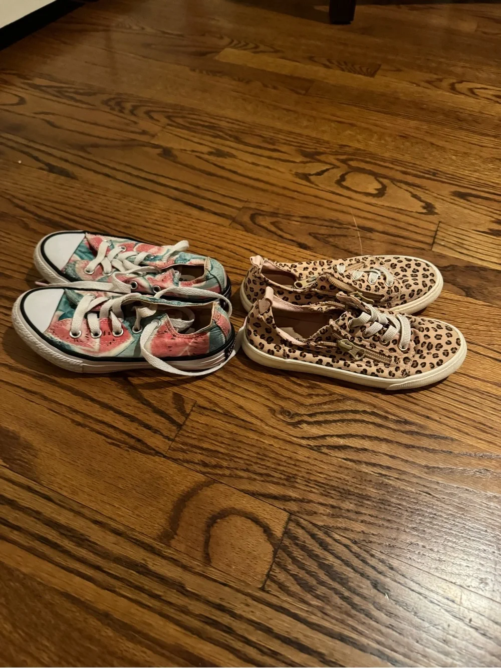 Kids sneakers - watermelon and leopard print